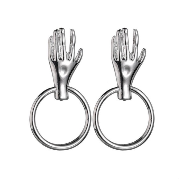 Hands On Stud Hoop Earrings - Picture 1 of 3